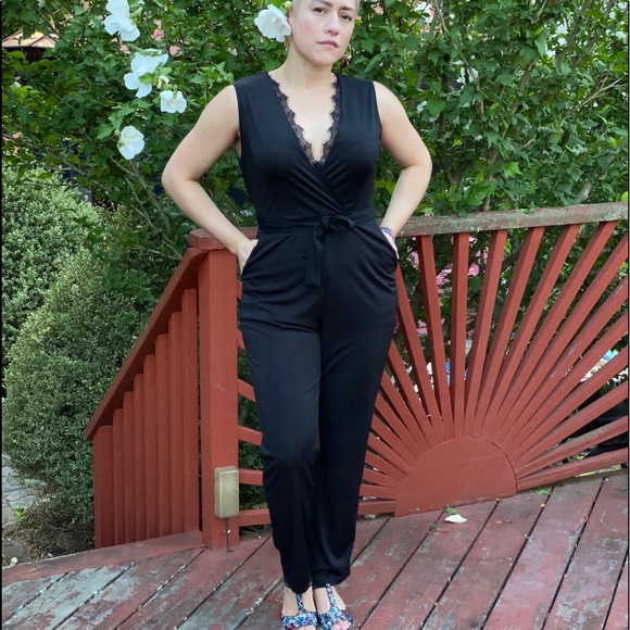 None Pants - Black lace jumpsuit